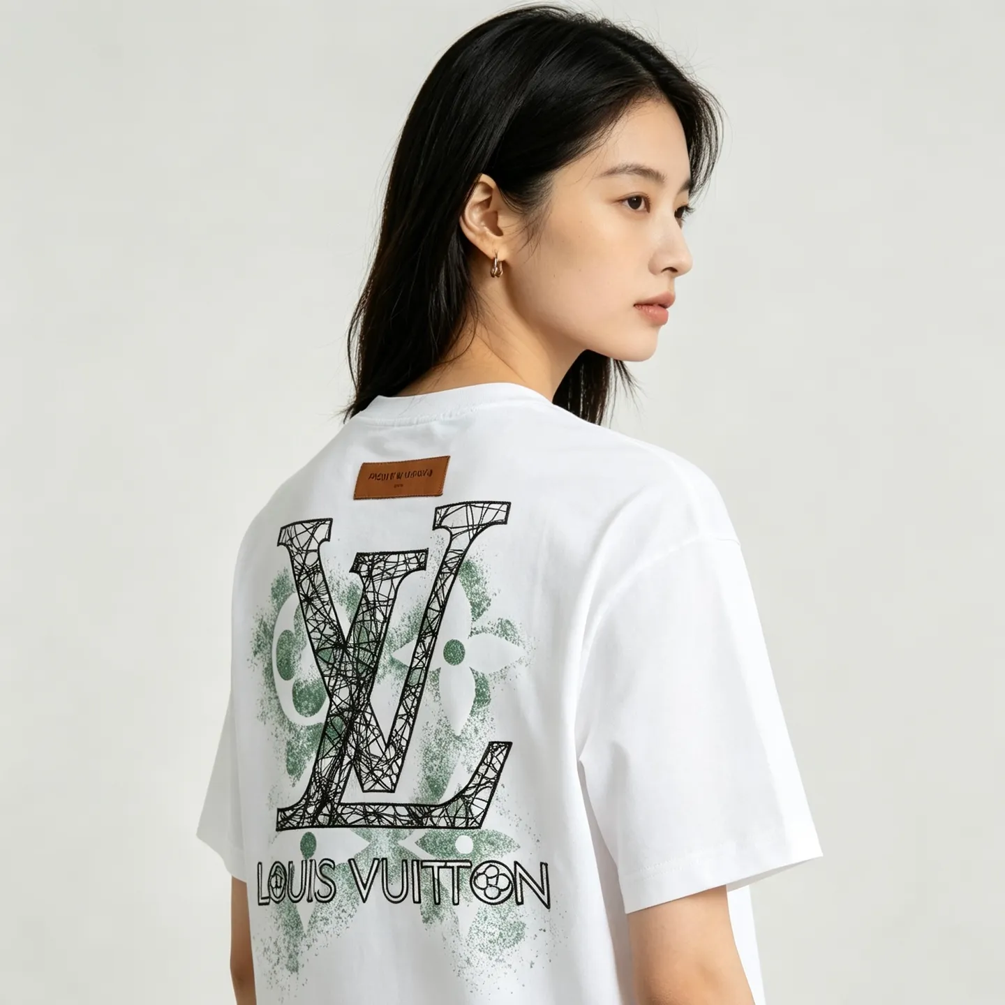 Louis Vuitton/Louis Vuitton inkjet presbyopic line logo embroidered short sleeves